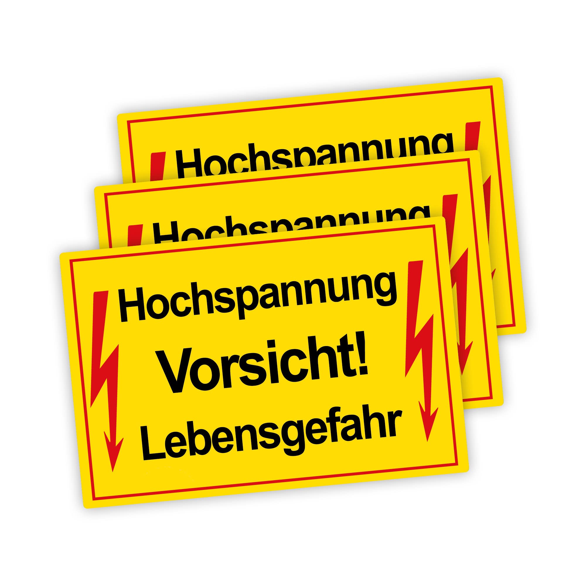STROBO XXL Caution High Voltage Life Hazard Sign 30 x 40 cm Made of Sturdy PVC Hard Foam Board 5 mm with UV Protection Pack of 3