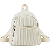 WisePoint Corduroy Small Backpack, Stylish Mini Backpack Purse Small Backpacks for Women, Cute Backpack for Travel, Shopping (beige)