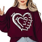 Custom Heart Nickname Grandma Sweatshirt, Family Gathering Birthday Gift Hoodie, Personalized Kids Name Apparel, Customized Mama Grandkids Names Tee, Mother's Day Family Keepsake Outfit