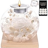NERCHVO Valentines Day Birthday Gifts for Women Preserved Roses in Glass Dome with Scented - Romantic Preserved Flower for Gifts for Women, Girlfriend, Wife, Mom, Grandma, Sister, Her-White