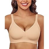 HORISUN Wireless Bras with Support and Lift Bralettes for Women No Underwire Bra Full Coverage Seamless Bra (Pink Nude S)