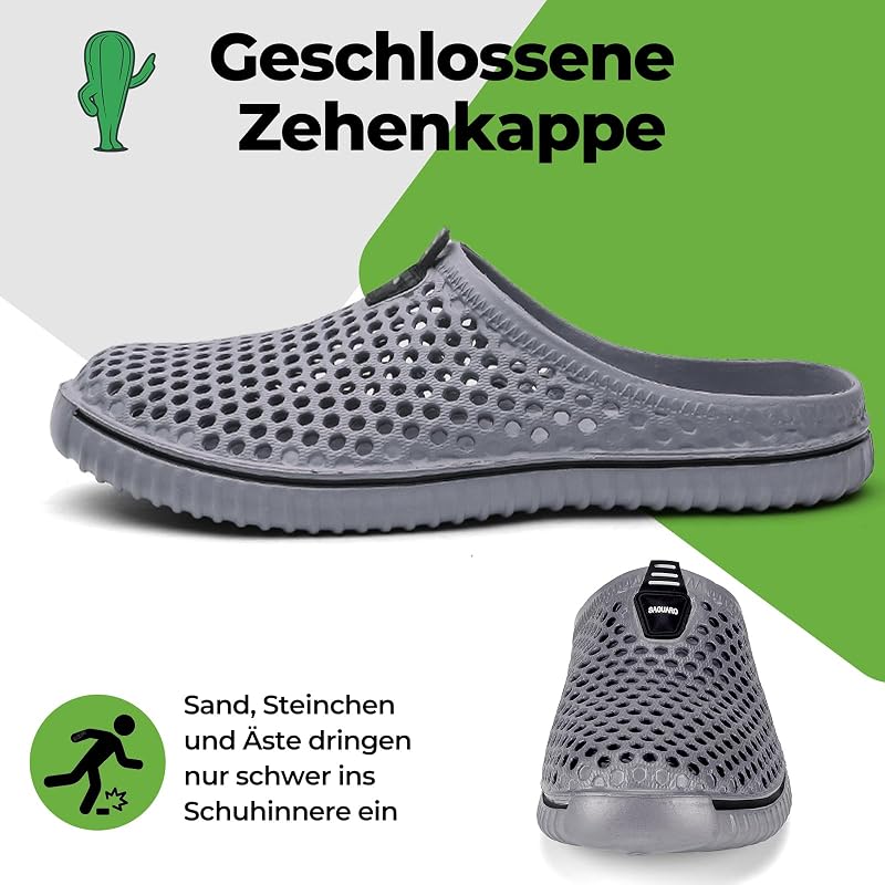 Clogs Herren Gartenschuhe Damen Atmungsaktiv Grau Gr.41