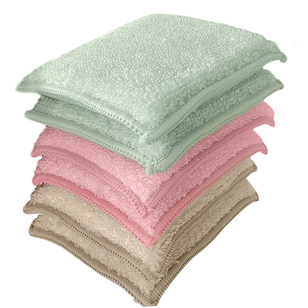 JINYUDOME Reusable Dish Sponge, Kitchen Cleaning Sponge, Durable, Absorbent, Eco Friendly, 3 Color, Pack of 6