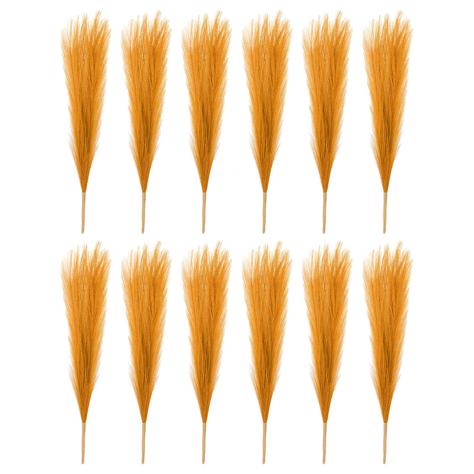 PATIKIL 17 Inch Faux Pampas Grass, 12 Pcs Boho Decor for Home Decoration Artificial Tall Fluffy Stems for Wedding Flower Party Vase Arrangement Centerpieces, Golden