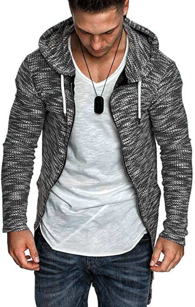 Uqiangy Mens Mid-Length Casual Slim Zipper Pocket Cardigan Sweater Hoodie Sweatshirt Plus Sizes at  Men’s Clothing store
