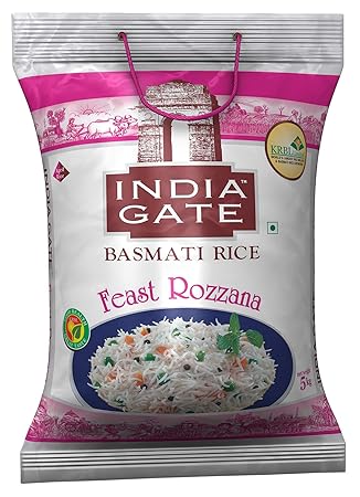 INDIA GATE Feast Rozanna Aged Basmati Rice | Everyday Rice, 5 Kg Pack