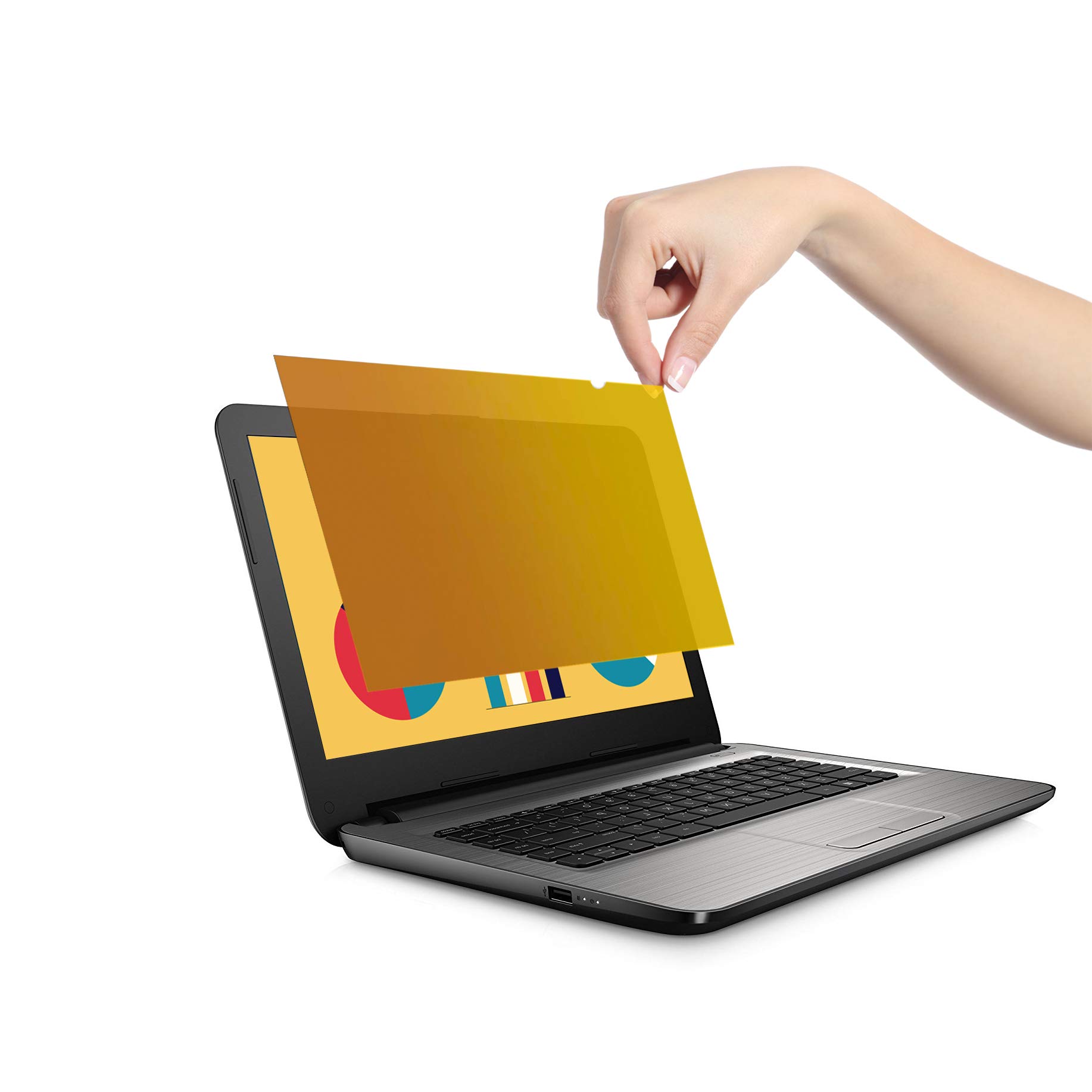 VistaProtect - Gold Premium Privacy Screen Filter & Anti Blue Light Protector for Laptop Computers (14" inches - GOLD)