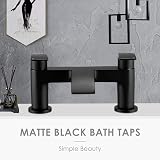Wasserrhythm Black Waterfall Bath Taps Brass Round Dual Lever Deck Mounted view 3