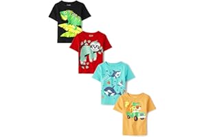 The Children's Place Toddler Boys Short Sleeve Multi Color Graphic T-Shirt, 4 Pack