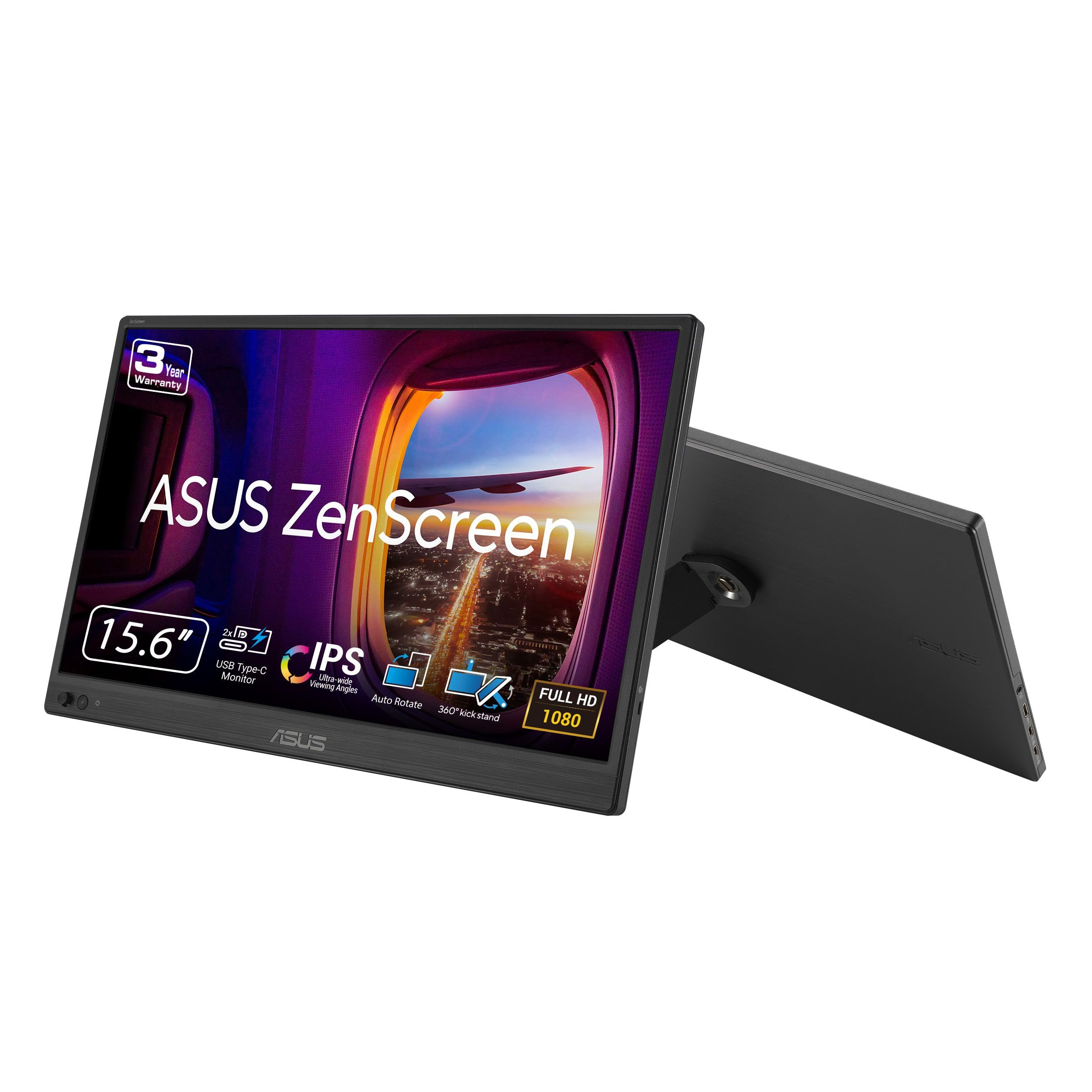Photo 1 of ASUS ZenScreen 16” Portable USB Monitor (MB169CK) - Full HD, IPS, Dual USB-C, Eye Care, Flicker Free, Blue Light Filter, Anti-Glare Surface, 360° Kickstand, 3 yr Warranty