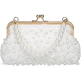 FALETO Pearl Clutch Bag for Women Evening Wedding Party Bridal Handbag Ladies Beaded Clutch Purse for Party