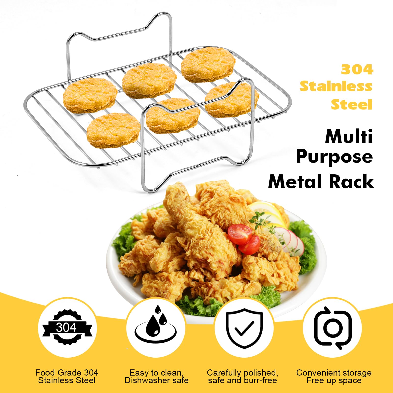 Dual Basket Air Fryer Accessories for Ninja Foodi DZ201 DZ100 SL201 & Other 8QT-10QT 2-Basket DualZone Air Fryers, Come with Air Fryer Rack Set, 100Pcs Paper Liners, Silicone Brush & Tongs