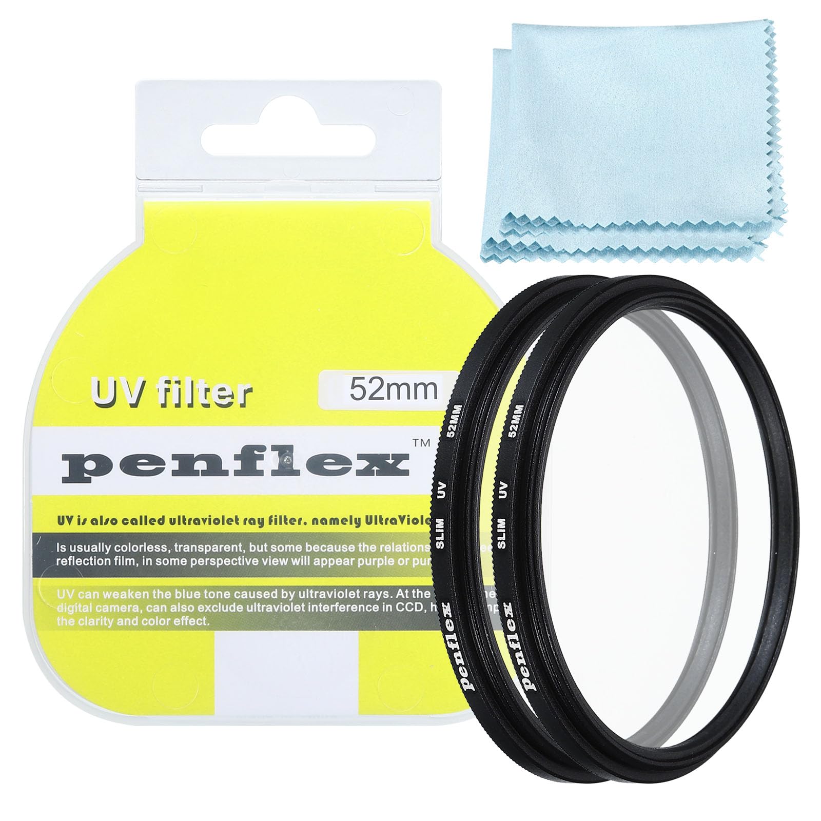PATIKIL 52mm UV Filter, 2 PCS UV Protection Filter SLIM UV Camera Lens Filter Aluminum Optical Camera Accessory Crystal Clear Pics for 52mm Camera Lens Filter Photography Picture