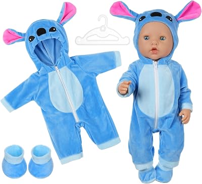 Aolso 14-18 Inch Baby Doll Clothes Hooded Jumpsuit with Coat Hanger (Blue)