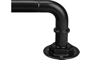 Byondeth Curtain Rods for Windows 16 to 45 Inches Adjustable Blackout Wrap Around 1 Inch Diameter Curtain Rod, Black