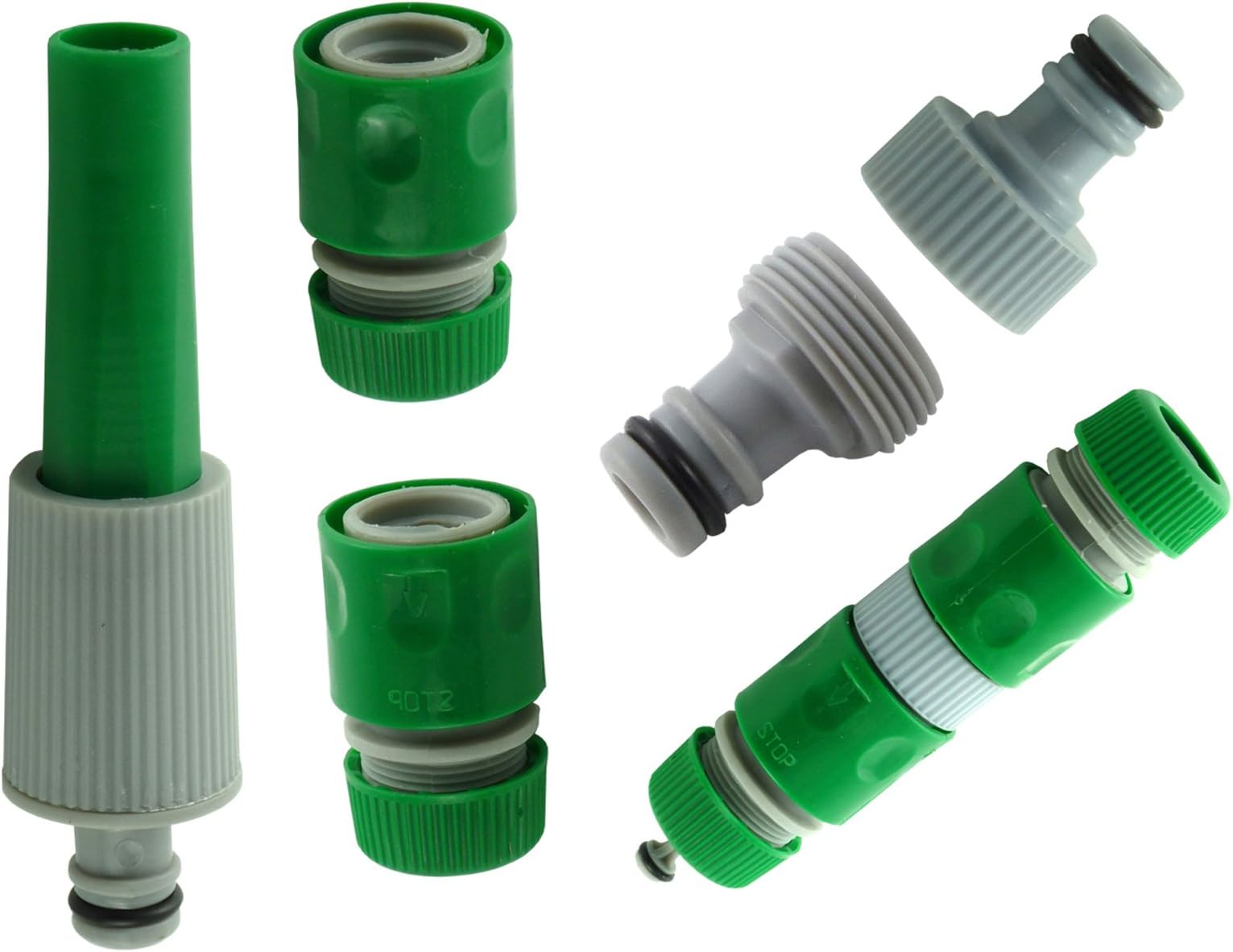 Rose Evans® New 5 Piece Hose Pipe Adapter - Includes Adjustable Spray Nozzle, 2 Adaptors, 2 Tap adaptors