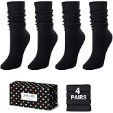 Zmart Slouchy Socks for Women - Slouch Scrunch Socks, 4-5 Pairs Knee Length