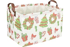 Essme Rectangular Christmas Tree Basket with Handles - Empty Candy Basket for Kids Room Decor, Boys and Girls, Party Gift