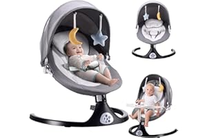 ZRWD Baby Swing for Infants, 5 Speed Electric Bluetooth Baby Rocker for Newborn, 3 Timer Settings & 10 Pre-Set Lullabies, Portable Baby Swing with Tray and Remote Control for 5-26 lbs, 0-12 Months
