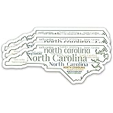 (3PCS) North Carolina State Map Sticker – North Carolina Word Art Decal | Waterproof US State Outline Vinyl Stickers for Water Bottles, Laptops, Scrapbooking, Travel Gift, Local Pride | 3" x 1.1"
