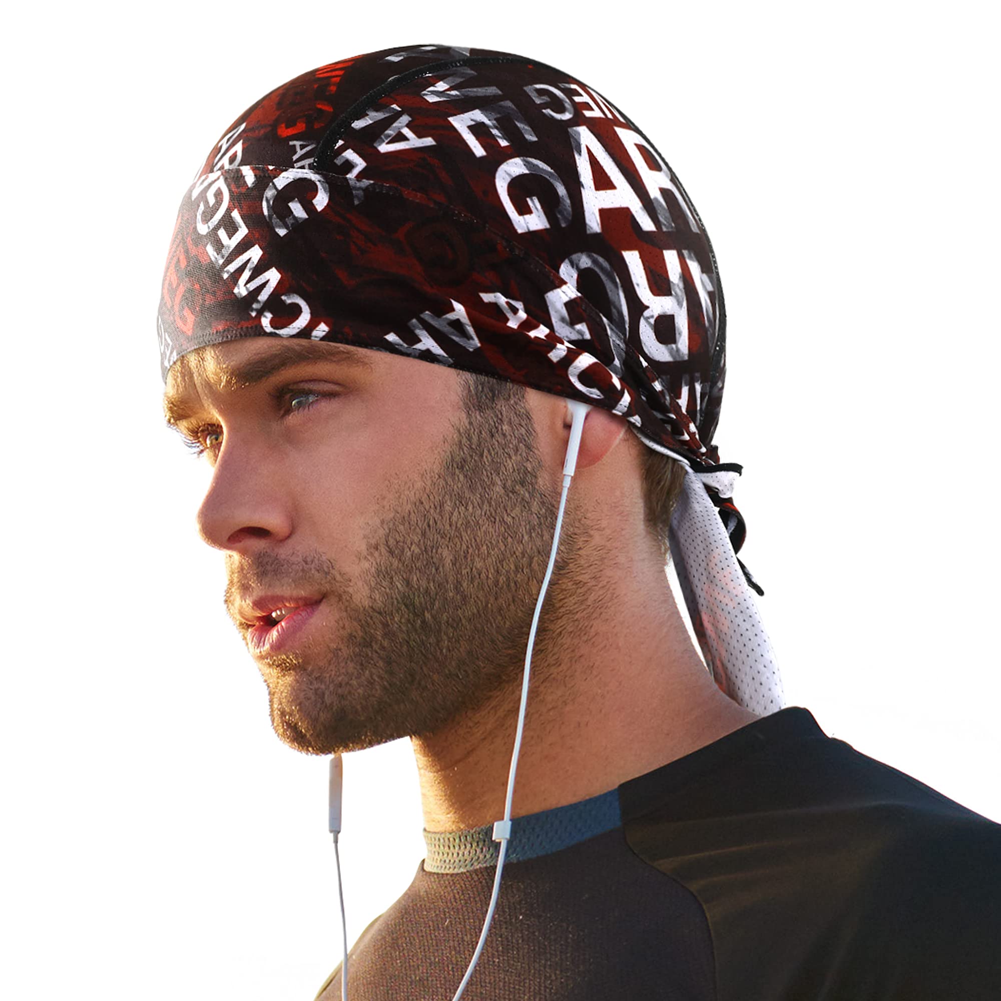 Arcweg Cycling Pirate Bandana Skull Cap Hat Sweat Wicking Beanie Sun UV Protection Quickly Dry Under Helmet Cycling Headscarf Headwrap for Men & Women Outdoor Sports Red โ image 1