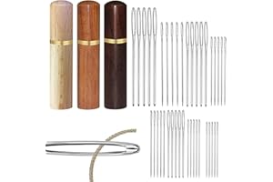 YZZYEMN Large-Eye Blunt Needles,40 PCS Heavy Duty Hand Sewing Needles,Tapestry Needles Stainless Steel Yarn Needles,Sharp Embroidery Needles, with 3 pcs Solid Wood Needle Case