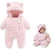 AiWMGL Newborn Baby Bear Outfit Suit Girls Boys Fleece Jumpsuit Romper Hooded Coat Winter Clothes Outwear Snowsuit