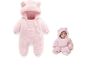 AiWMGL Newborn Baby Bear Outfit Suit Girls Boys Fleece Jumpsuit Romper Hooded Coat Winter Clothes Outwear Snowsuit