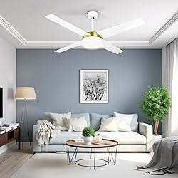 YITAHOME 52 Inch White Gold Ceiling Fans with Light