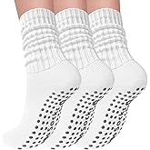 Elapse Space 3 Pairs Pilates Socks with Grips for Women Yoga Slouch Grippy Socks for Barre Workout Hospital