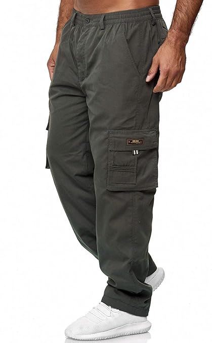 Pantalon Cargo Homme Doublé Polaire – Taille Haute élastique, Noir, Coupe Droite