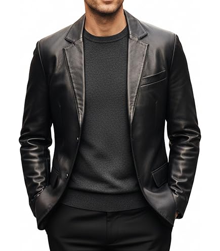 BGSD Men Richard Classic Lambskin Leather Blazer Sport Coat Jacket
