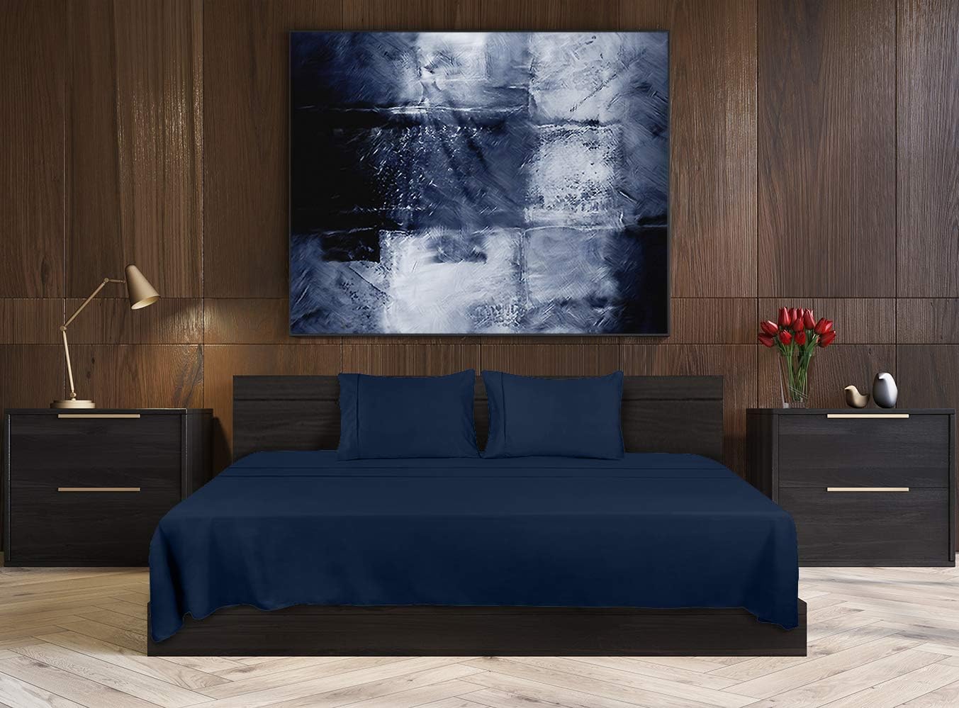 Utopia Bedding Bed Sheet Set - 4 Piece Queen Bedding - Soft Brushed Microfiber Fabric - Shrinkage & Fade Resistant - Easy Care (Queen, Navy): Home & Kitchen