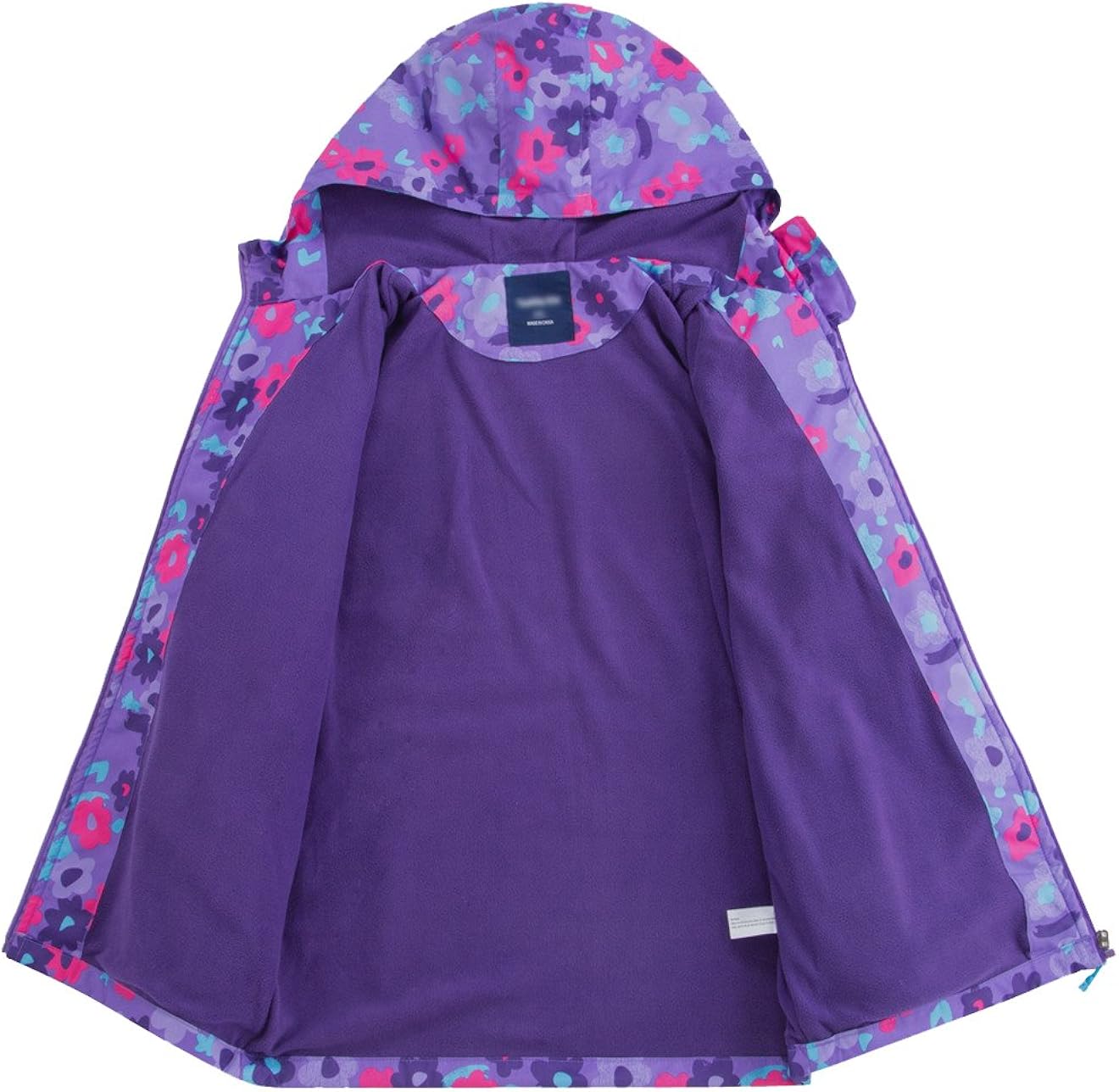 M2C Girls Outdoor Floral Fleece Lined Light Windproof Jacket with Hood: Clothing