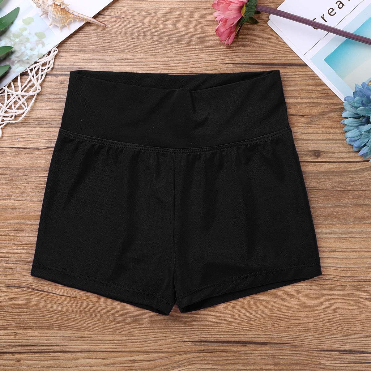 TiaoBug Girls High Waisted Stretch Athletic Workout Yoga Shorts Fold Over Boy-Cut Short Pants Bottom Dance Shorts Dancewear: Clothing