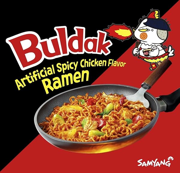 SAMYANG SPICY CHICKEN RAMEN ROASTED NOODLES, BULDAK ARTIFICIAL SPICY CHICKEN FLAVOR 4.94 OZ (5 PACKS) ORIGINAL
