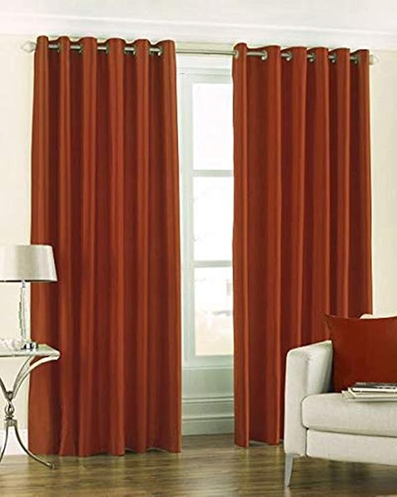 Buy Galaxy Home Decor Solid Plain Curtains for Door 7 Feet, Pack of 2