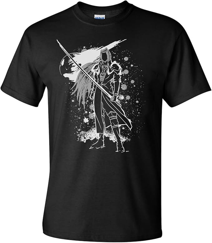 FF7 Sephiroth Soldier T-Shirt Japanese Style Unisex Men's & Ladies Cosplay T-Shirts â¦ (L) Black 