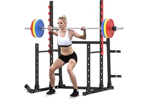 FovemiG Adjustable Squat Rack,Bench Press Rack,Barbell Rack with Landmine Attachments,Weight Capacity 1200LBS,Multi-function Weightlifting For Home Gym Workout Machine
