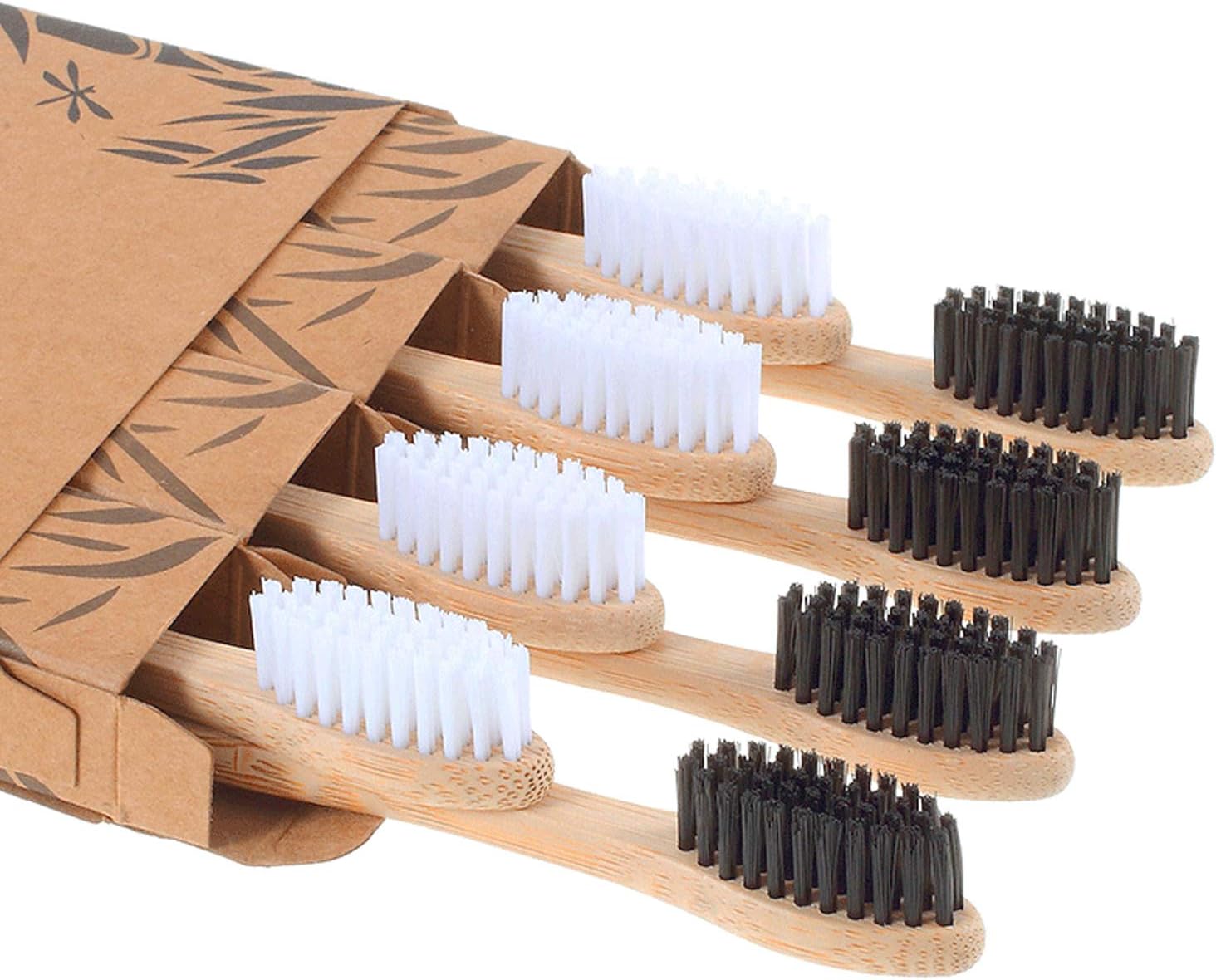 Bamboo Toothbrushes, Adult BPA-Free Soft Bristles Toothbrush, Eco-Friendly Alternative Toothbrushes for Guests or When Traveling, 8 Pack