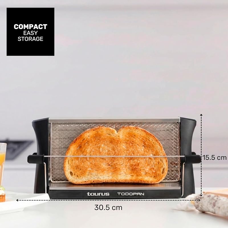 - Tostadora Horizontal 700W, Todo Tipo de Pan, Doble Área Tostado