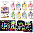 FEREDO KIDS Party Favors for Kids: 16 Pack Rainbow Scratch Art Notebook Students Classroom Goodie Bag Items Bulk for Girls Bo
