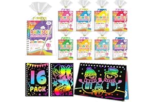 FEREDO KIDS Party Favors for Kids: 16 Pack Rainbow Scratch Art Notebook Students Classroom Goodie Bag Items Bulk for Girls Bo