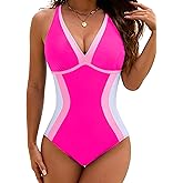 BMJL Womens One Piece Swimsuit Slimming Tummy Control Bathing Suit Color Block Shapewear Swim Suits 2025