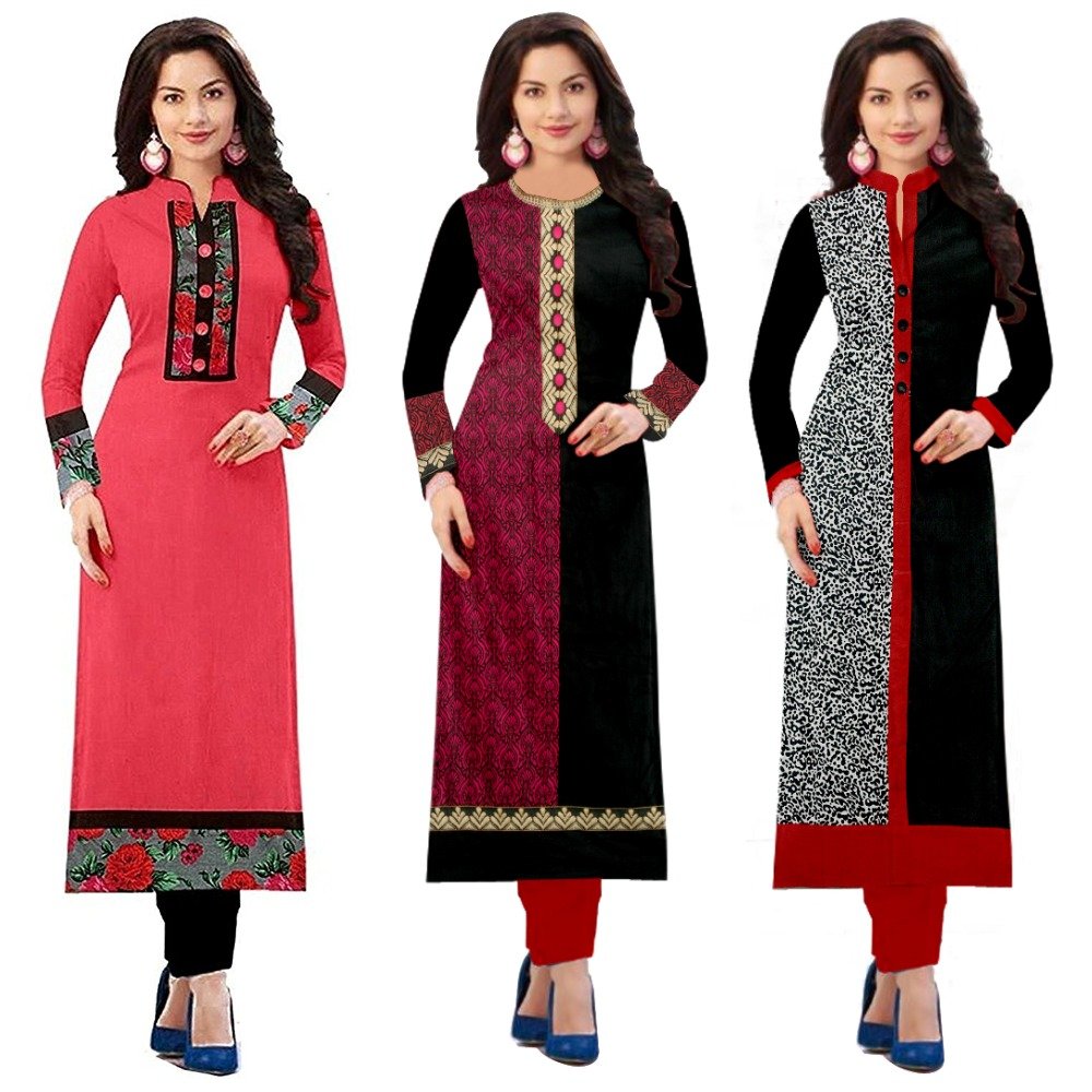 pramukh fashion women's cotton semi-stiched kurti (multicolor_free size)