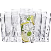 US Acrylic Palmetto [Set of 16] 20 ounce Plastic Stackable Water Tumblers in Clear, Lightweight Value Set of Drinking Cups, Reusable, BPA-free, Made in the USA, Top-rack Dishwasher Safe