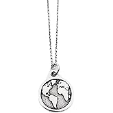World Traveler Earth Necklace - Pewter World Earth Charm on 18 inch Stainless Steel Cable Chain