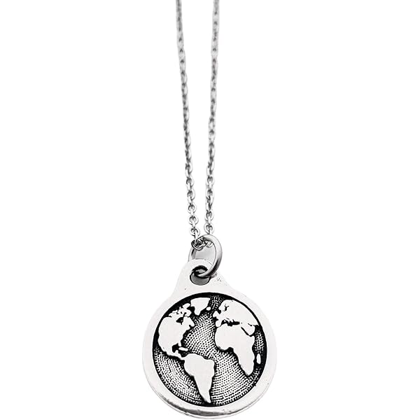 World Map Necklace - Stainless Steel Earth Pendant, Travel Jewelry Gift For Women, Bohemian Wanderlust