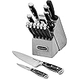 Cuisinart 15-Piece Knife Set with Block, High Carbon Stainless Steel, Forged Triple Rivet, Black/Gray C77BTR-15PG