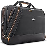 Solo New York Briefcase - Laptop Carrying Bag for Women & Men, Brief for Travel & Work, Internal Tablet Pocket, Adjustable Shoulder Strap, Fits 17.3" Computer - Focus, Black